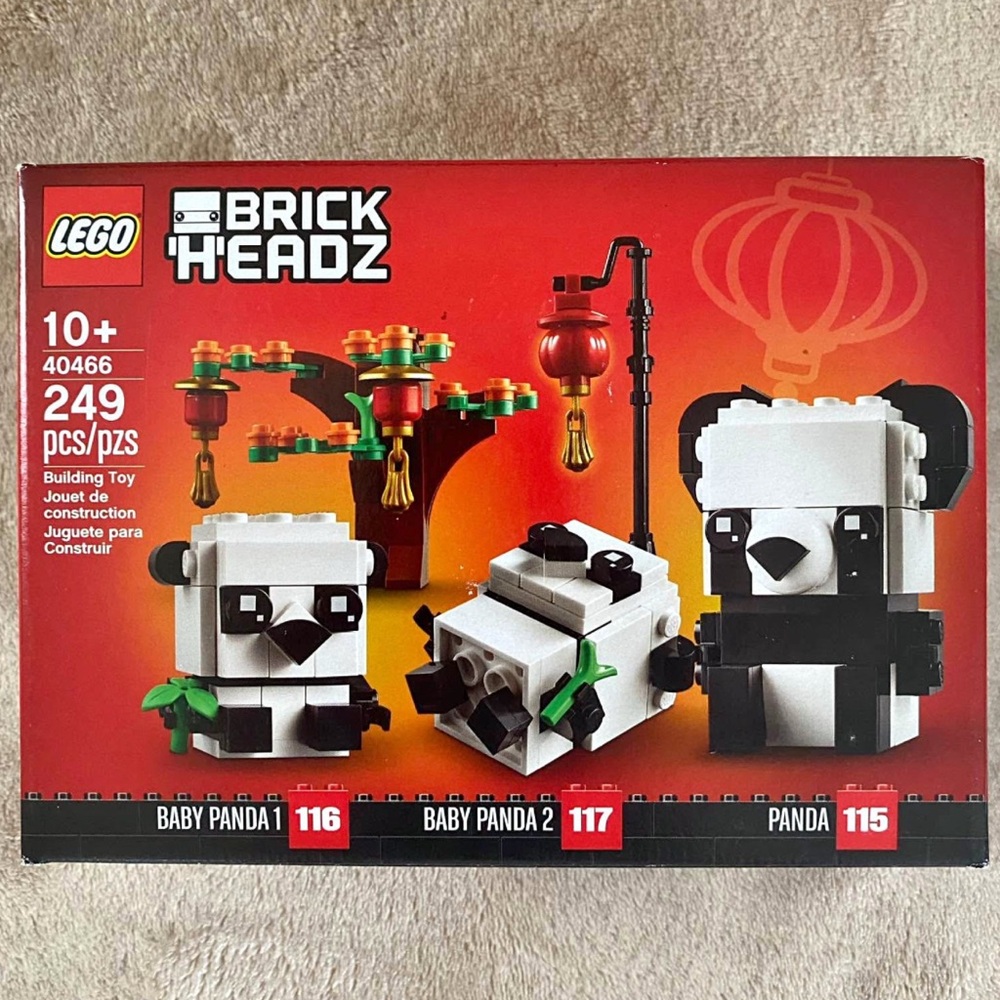 LEGO BrickHeadz Panda Family Set - Black, White, Red RETIRED SET 40466